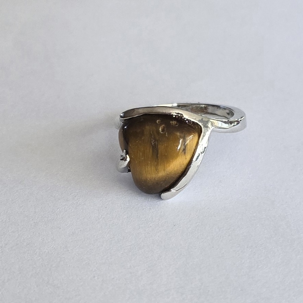 TIGEREYE TITANIUM FOREVER WEAR SILVER NEW SIZE 6 ELEVATE YOUR STYLE RING - Picture 2 of 3